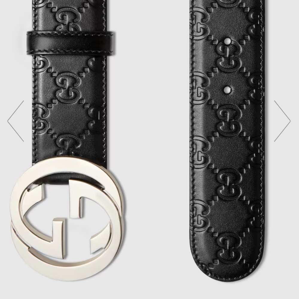 Gucci men’s black leather Signature belt